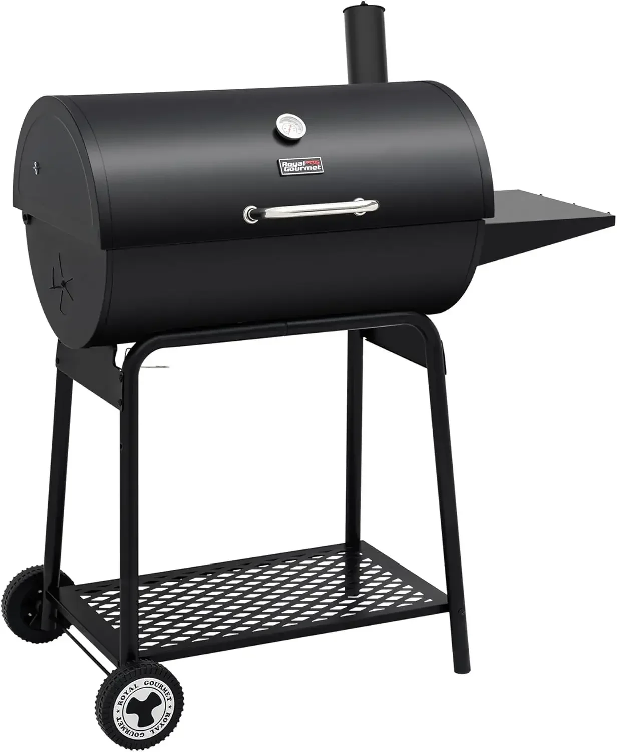 Stylish CC1830 30 Inch Barrel Charcoal Grill with Warming Rack, Outdoor BBQ Grill with 627 Sq. In. Grilling Space for Backyard,