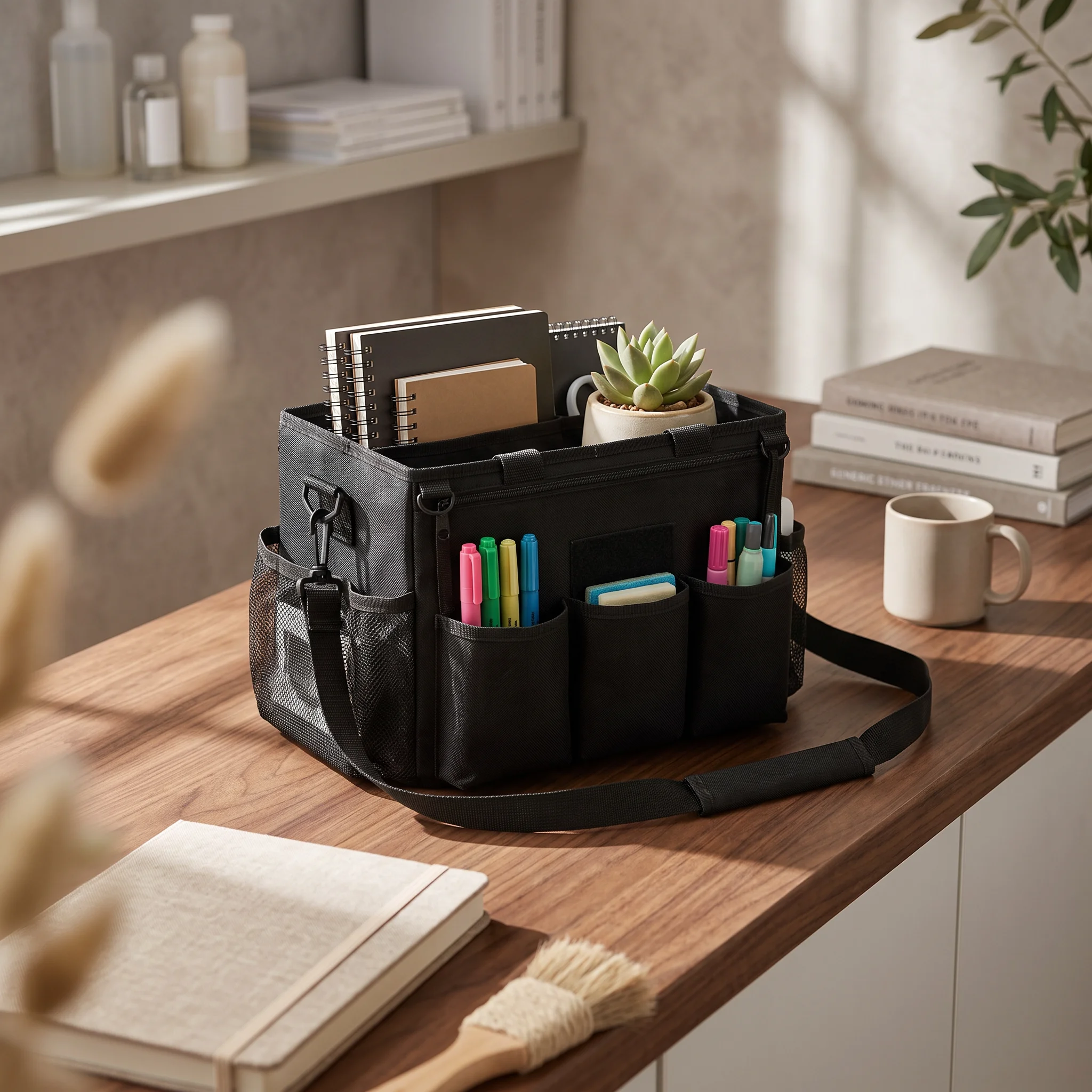 Cleaning Carrier with Divider Structured Cleaning Carrier with Handle Tool Bag with Pockets Removable Versatile for Housekeepers