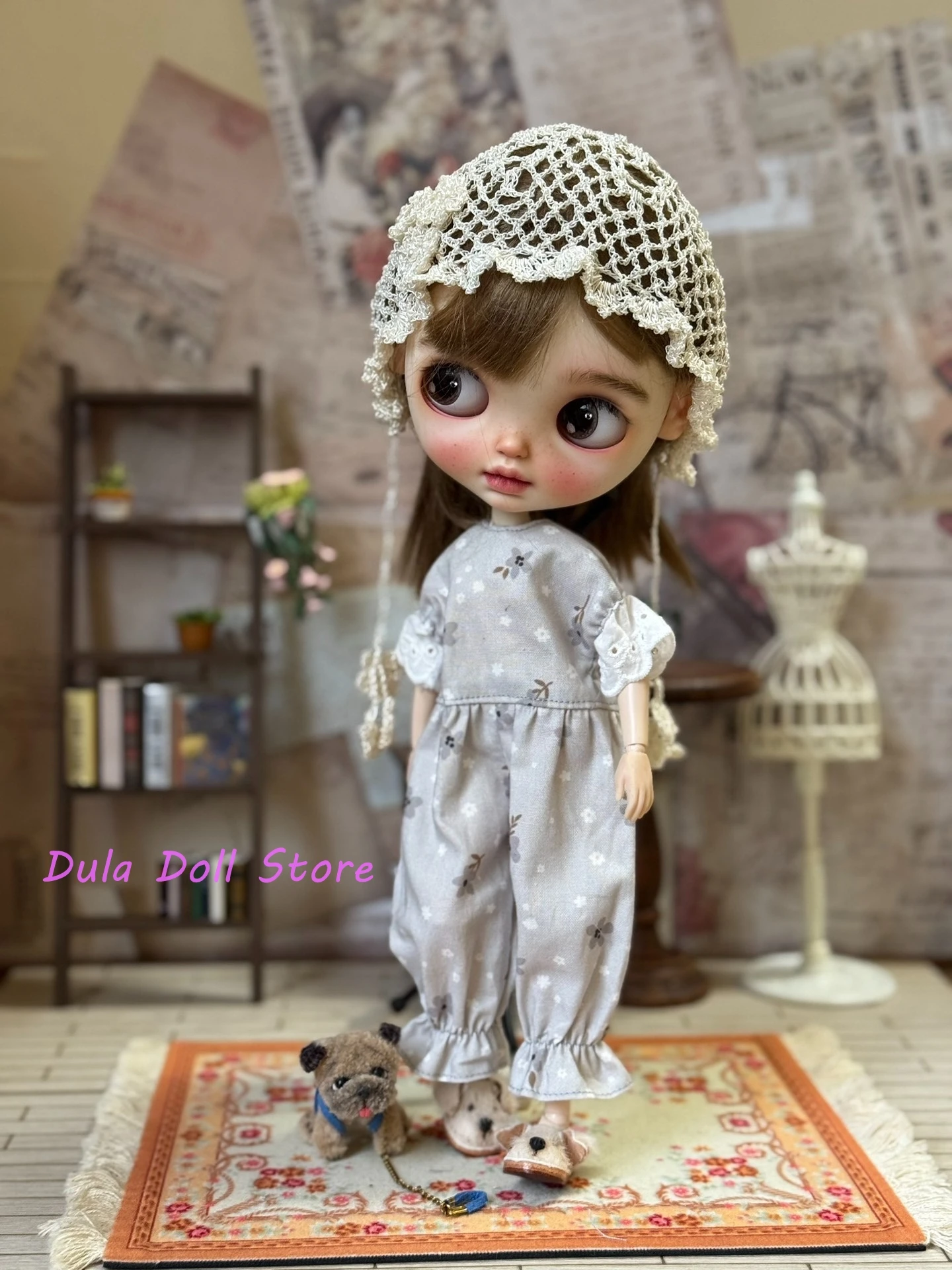 Dula Doll Clothes for Blythe Landoudou Landazz ob24 ob22 Licca 1/6  Doll Retro jumpsuit, can be paired with a hat