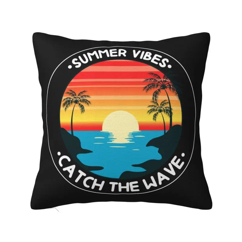 Luxury Summer Vibes Catch The Wave Cushion Cover Velvet Surfing Surfer Pillow Case for Living Room