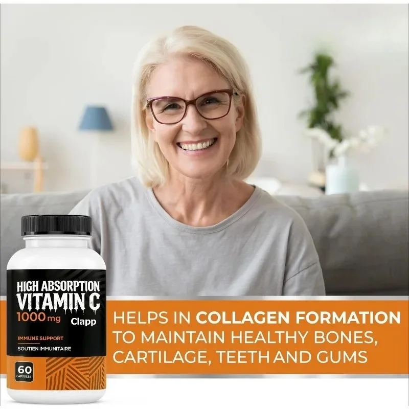 Vitamin C 1000mg Per Serving -60 Capsules for Antioxidant and Immune Bone, Tooth Health Support