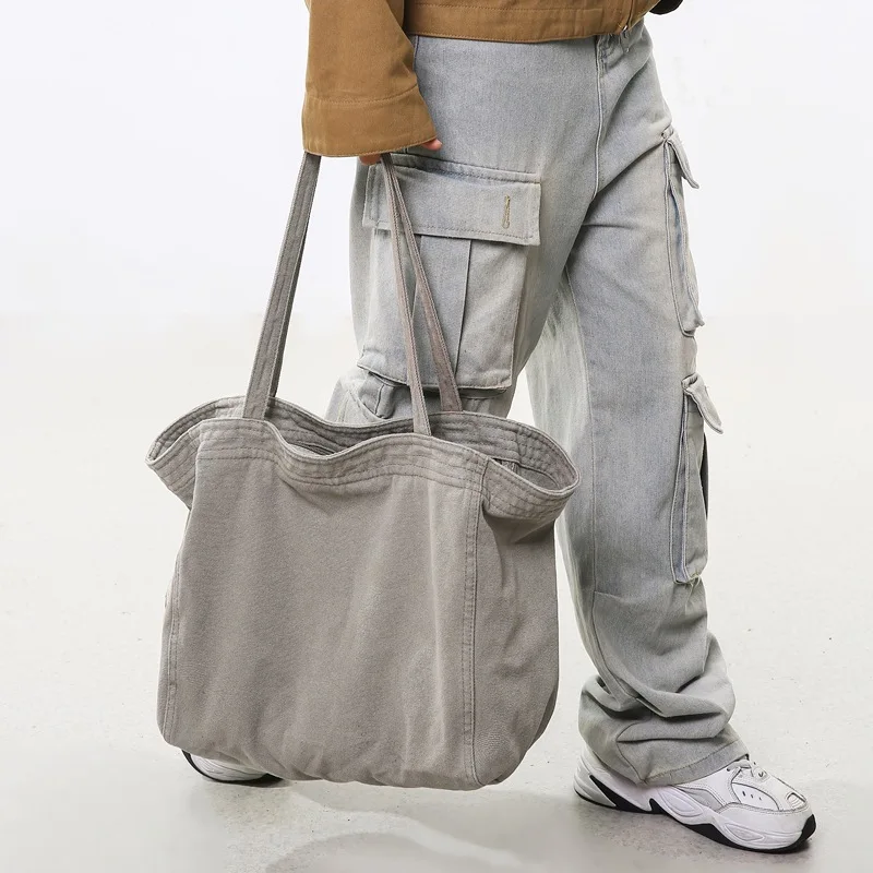 

Retro Canvas Tote Bag for Women New in University Female Shoulder Eco Shopping Bags Large Capacity Lady Handbag Korean Popular