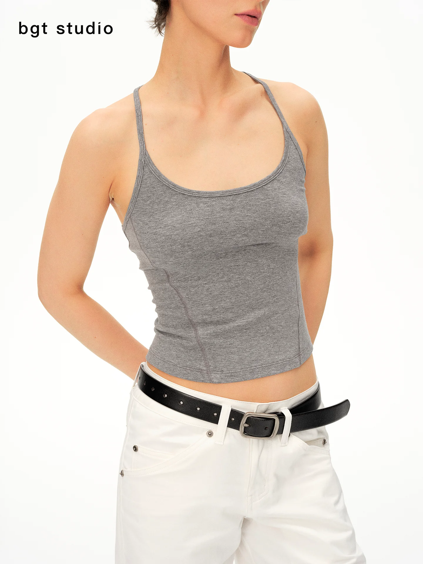 BGT Slim Fit Tank Top Ultra Slimming High Elasticity Silk Thread U-Neck Short Style Breathable Women's Fashion Summer Wear