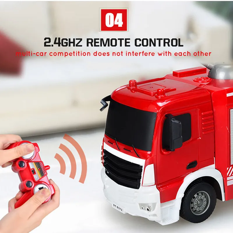 Remote Control Water Fire Truck Water Jet Vehicle Simulation Fire Truck One Key Spray Large Size Engineering Toy RC Fire Truck