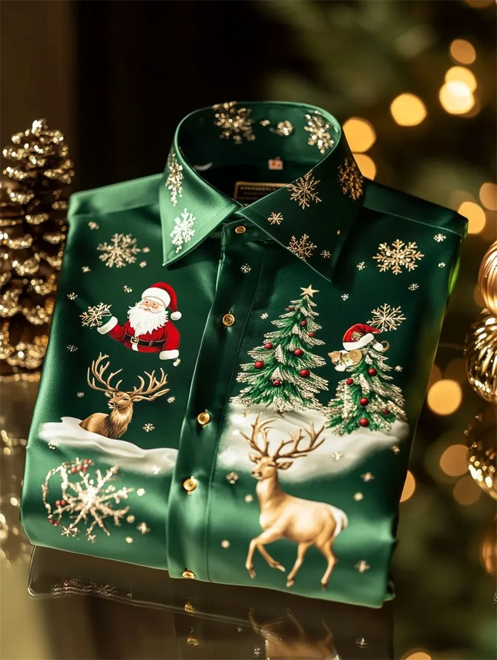 

Men's Christmas Tree Style Luxurious Button Shirt YH Long Sleeve Shirt Comfortable Fashion High-End Dress Fast Shipping