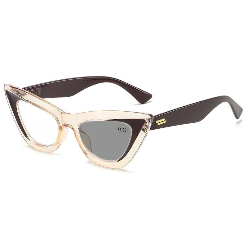 Triângulo olho de gato fotocromático miopia óculos feminino ins estilo marca design popular mudança cinza menos dioptria óculos