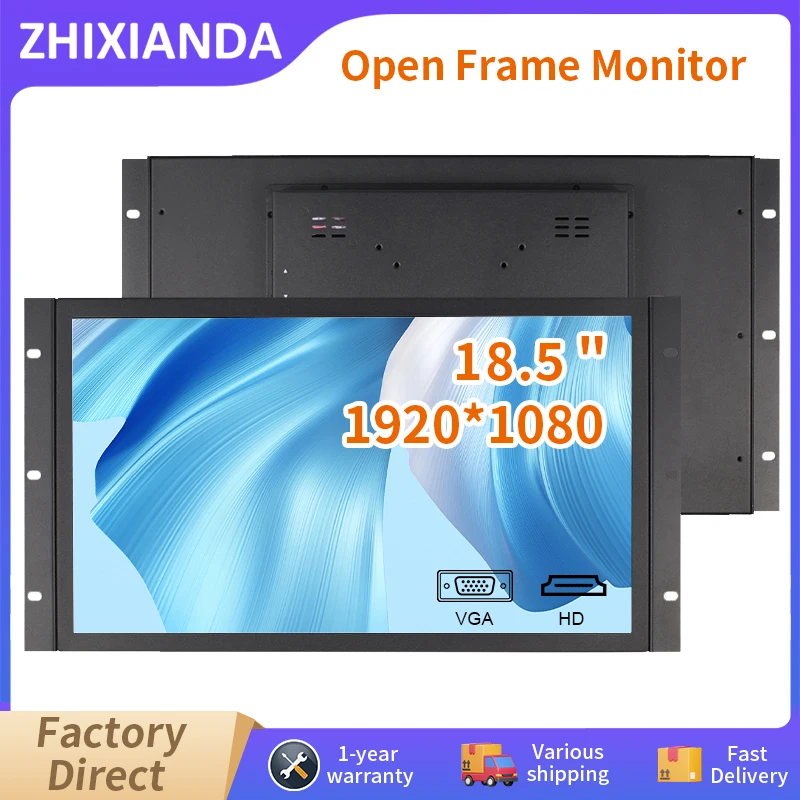 Zhixianda 18.5 Inch LCD  IPS Industrial Panel 16:9 1920*1080 Capacitive Touch Screen Open Frame Monitor For Automation Equipment