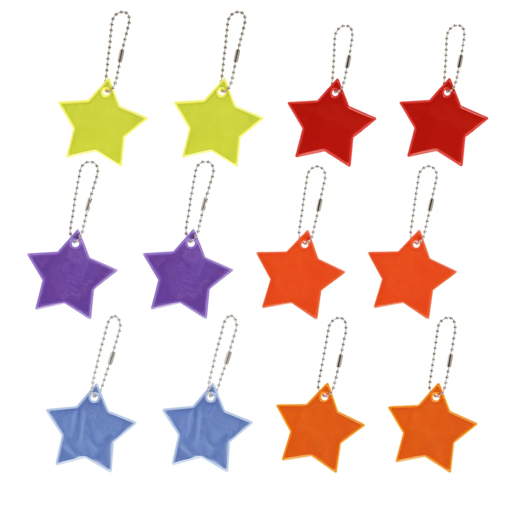 Safety Reflector Pendant Super Bright Stars Children\'s Pendant Keychain for School Bag Backpack Decoration (6 Colors)