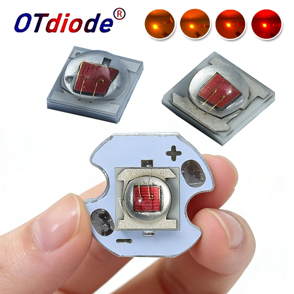 5–10 Stück High Power 3 W LED 3535 Keramik-Lampenperlen, gelber Chip, Orange, SMD, 590–595 nm, 595–600 nm, 605 nm, 610–615 nm, rot-orangefarbenes Autolicht