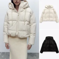 Winter Frauen kalten Mantel Kapuze Parkas Frauen Winter Stepp jacke verdicken warm weißen schwarzen Baumwolle gepolsterten Puffer Reiß verschluss Mantel