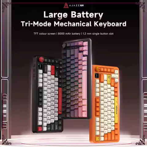 AJAZZ AK820 MAX Plus Customized Mechanical Keyboard Special for Gaming Gasket Hifi 8000mAh BT 2.4G Wireless RGB Keyboard PC Gift