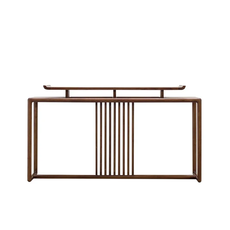 

New Chinese-style black walnut entrance table, all solid wood, modern simplicity and light luxury, zen minimalist case