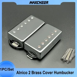 Alnico 2 Humbucker Gitaar Pickup 4 Spoel Kabel 7.5K/8.6K/15K Spoel Splijten Met Messing Cover Alnico Ii Pickup Voor Lp Gitaar