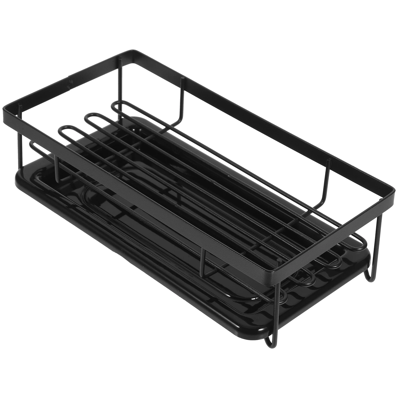 

Sink Sponge Holder Rack Black Iron Sturdy Kitchen Use Drain Save Space Organized Modern Hold Sponges Scrubbing Pads