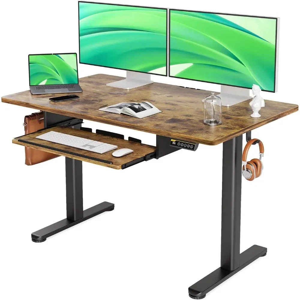 Standing Desk with Keyboard Tray, Standing Desk Adjustable Height, Raising Desks for Home Office and Computer Workstation