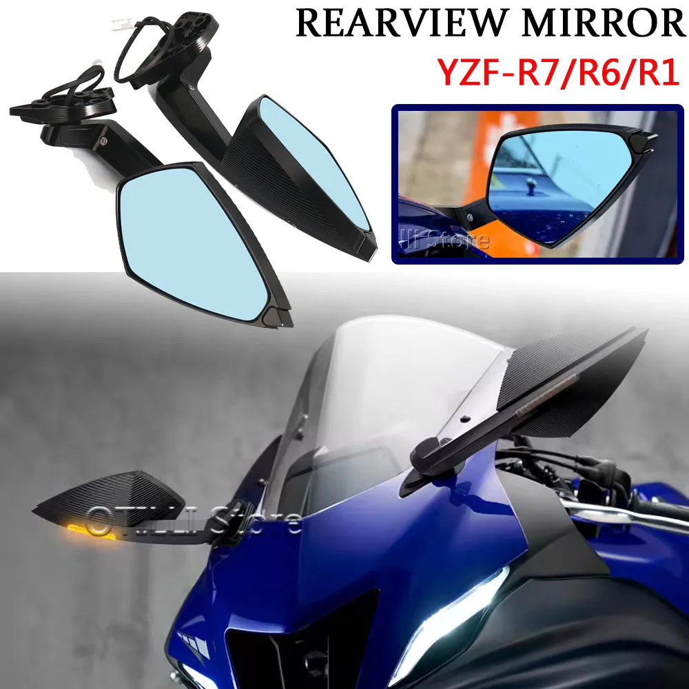 

For Yamaha YZFR7 YZF-R7 21-25 YZF R6 17-20 YZF R1 15-19 Motorcycle Rearview Mirrors Rear View Mirror Turn Signal Light YZF R7