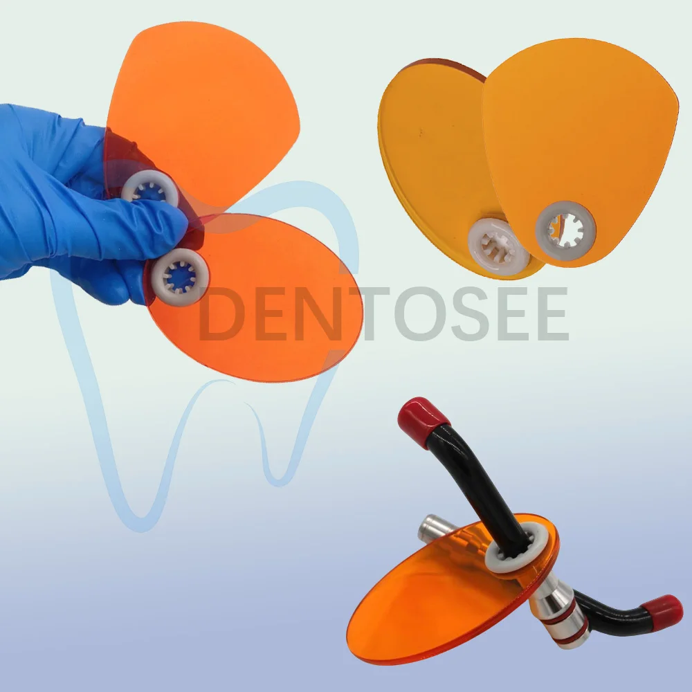 

Dental Curing Light Shield Orange Cover for Eye Protection Oval Shape Compatible with LED Curing Lamps