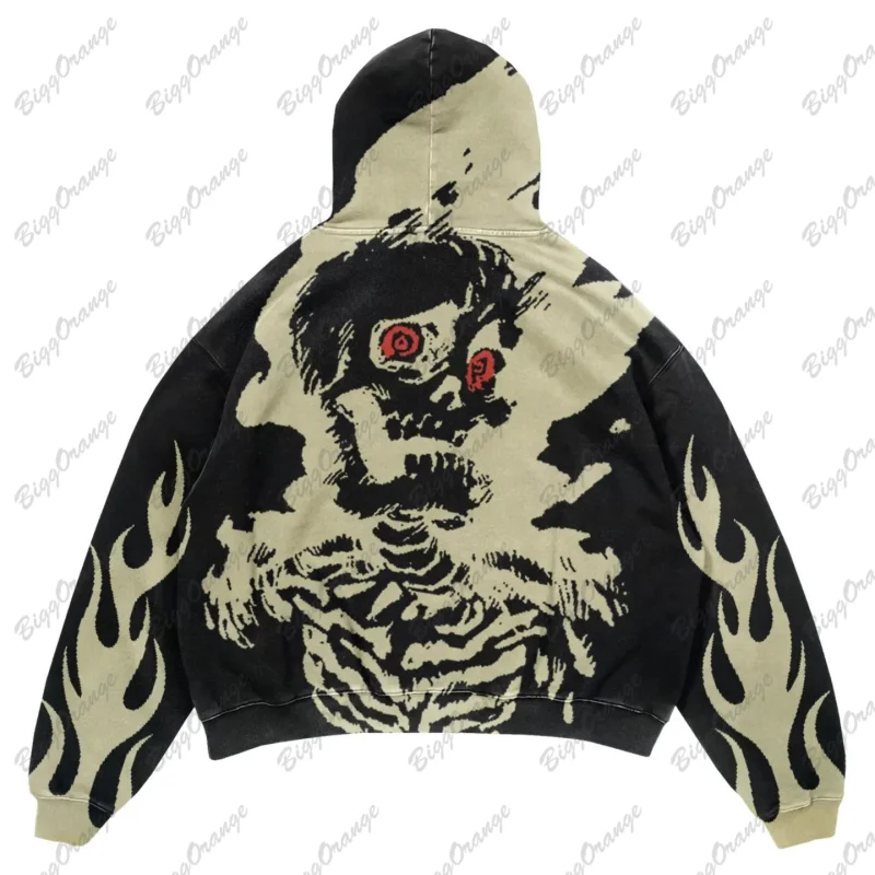 Black Full Print Skull Hoodie Men's Winter Jumper Jacket Men's Winter Y2K Hoodie Men's Clothing Promotion 2023 New hoodie bape