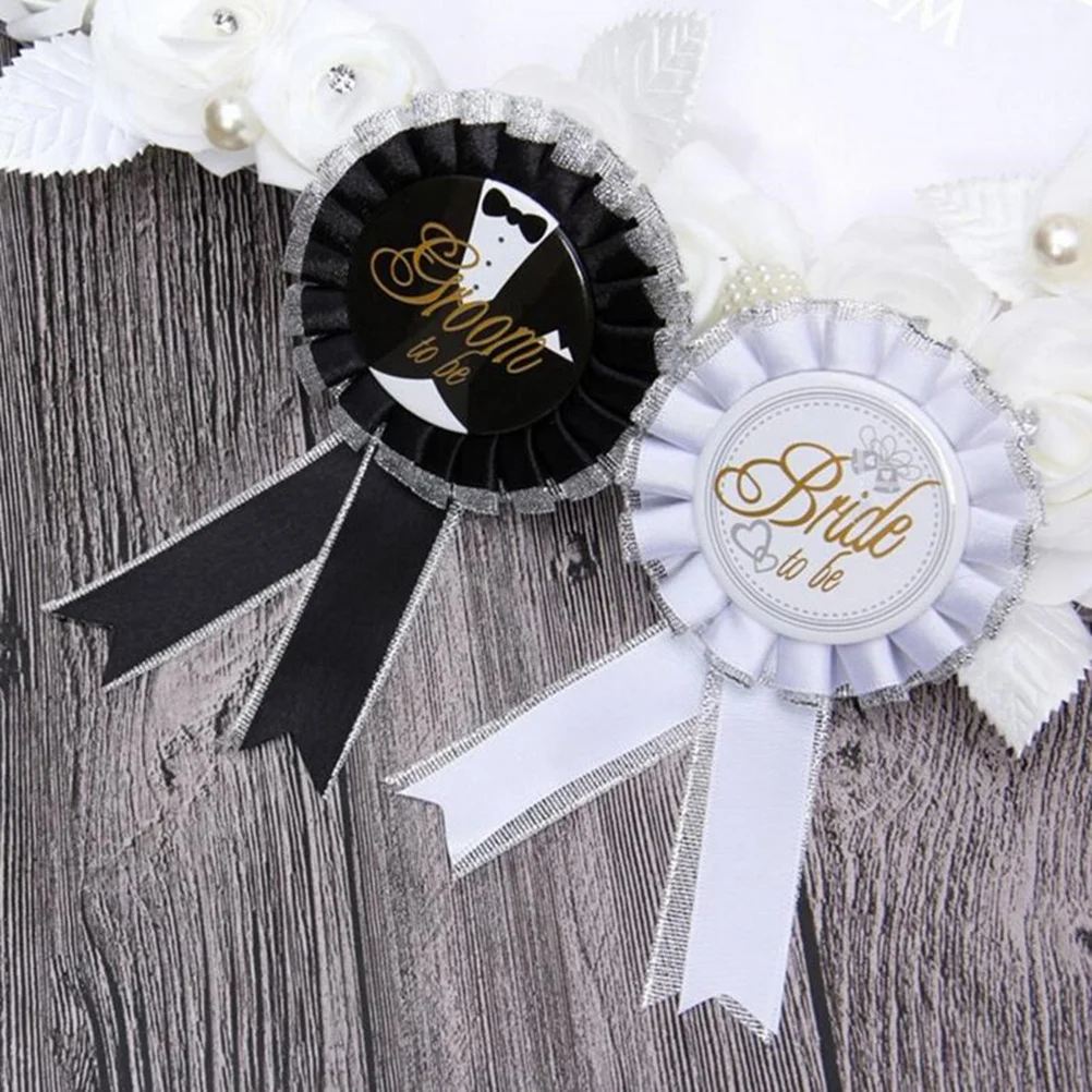 1 قطعة شارة العريس ليكون الساتان الإبداعية حفل زفاف ملحق الزفاف بروش العريس شارة علامة التهيأ الزخرفية #2