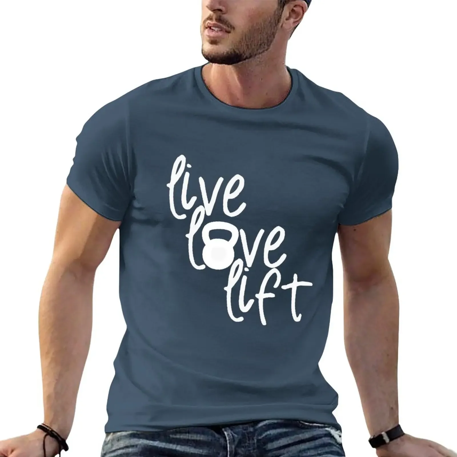 Live, Love, Lift - Kettlebell T-Shirt kawaii clothes anime funny t shirts for men