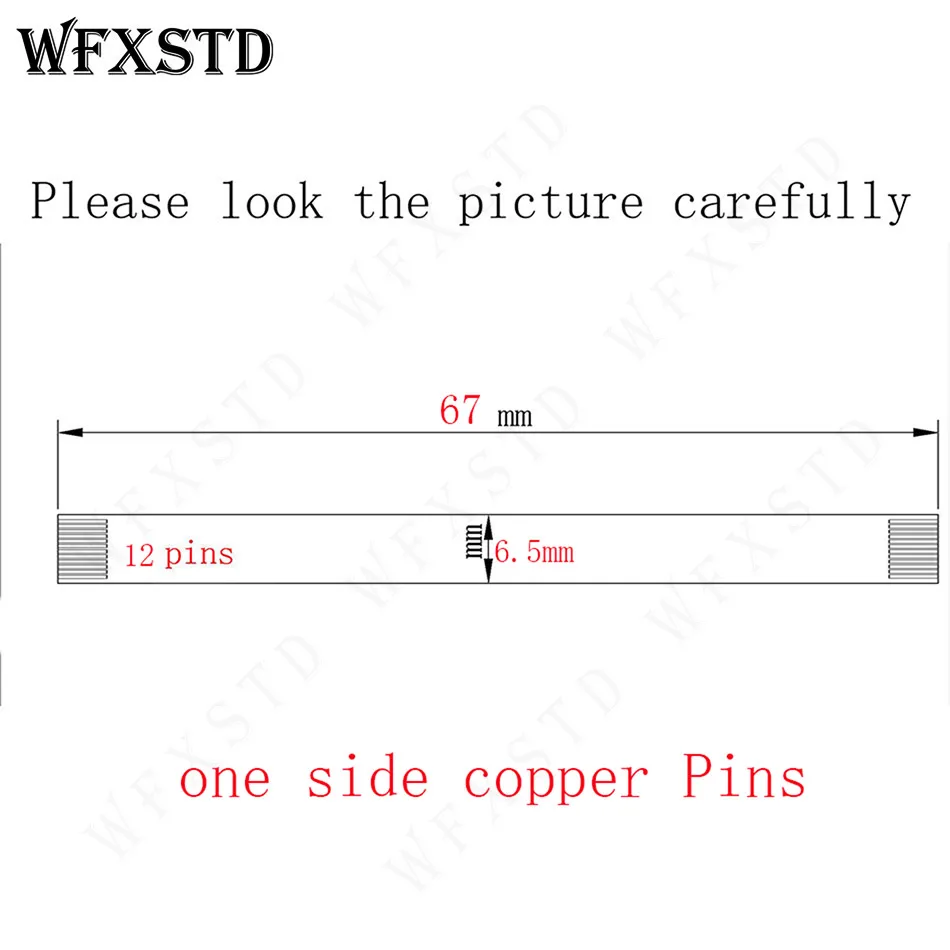 67mm 6.5mm 12Pins Type A Same Side Connect New Flex cable AWM 20861 105C 60V VW-1 Same side copper Contact Pins