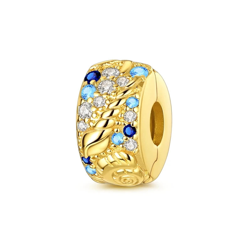Goldfarbener, funkelnder Zirkon-Schmetterlings-Anhänger mit Clip-Sicherheitskette, passend für original 925er Sterlingsilber-Schmuck – Geschenk