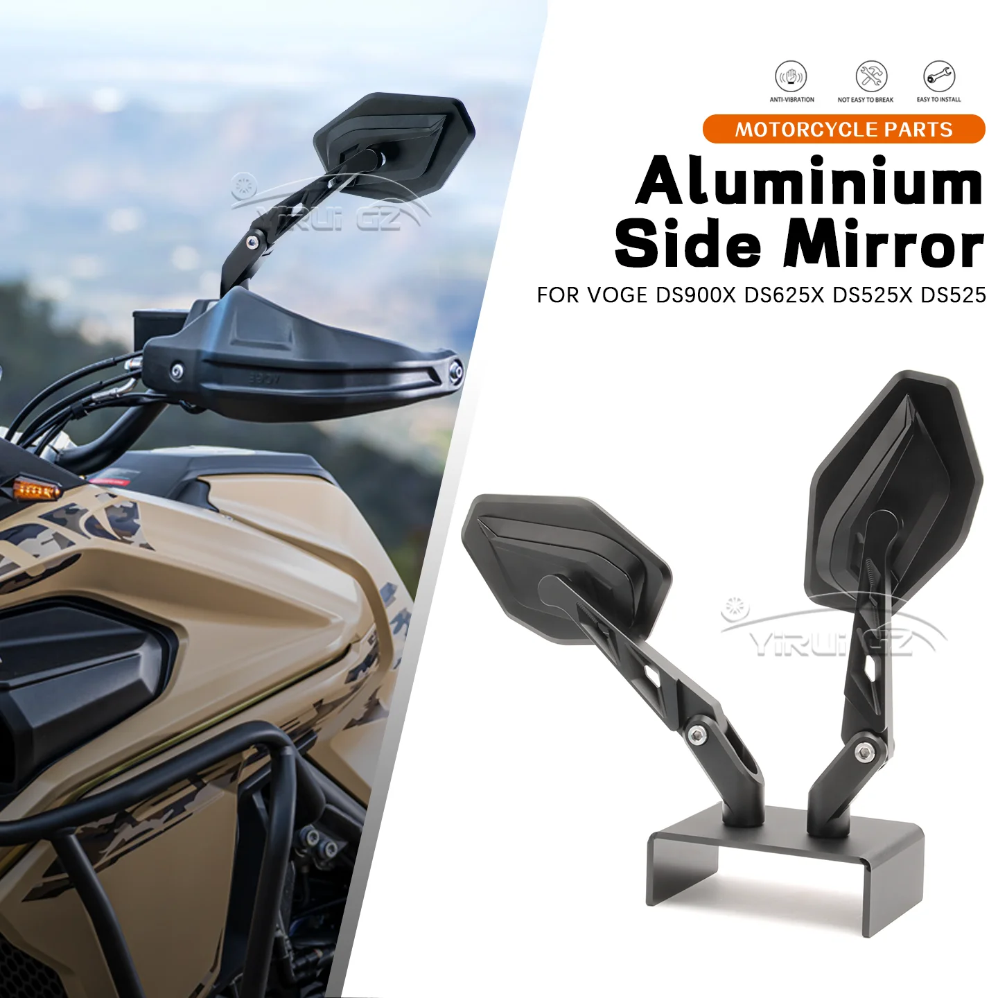 

FOR VOGE DS900X DS625X DS525 X DS 900 X Motorcycle Accessories New CNC Aluminum Foldable Rearview Mirror Adjustable Side Mirror