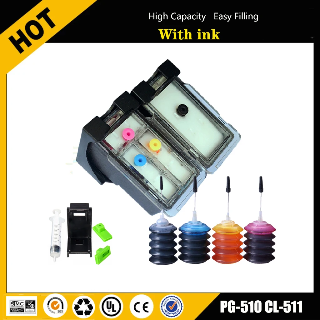 einkshop PG510 CL511 Refillable Ink Cartridge For Canon PG 510 511 PG-510 Pixma MP280 MP480 MP490 MP240 MP250 MP260 MP2700