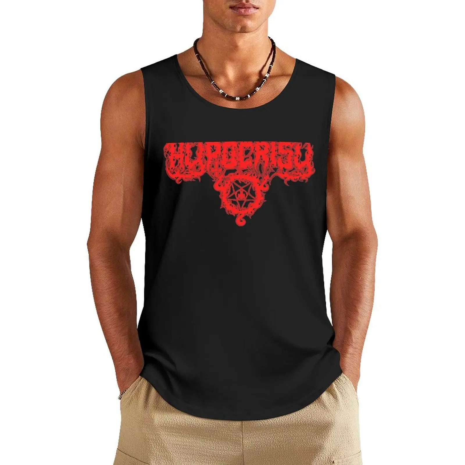 Hypocrisy (Transparent) Old School Red Tank Top Men's cotton t-shirt Body man gym for men sleeveless Men's t-shirts