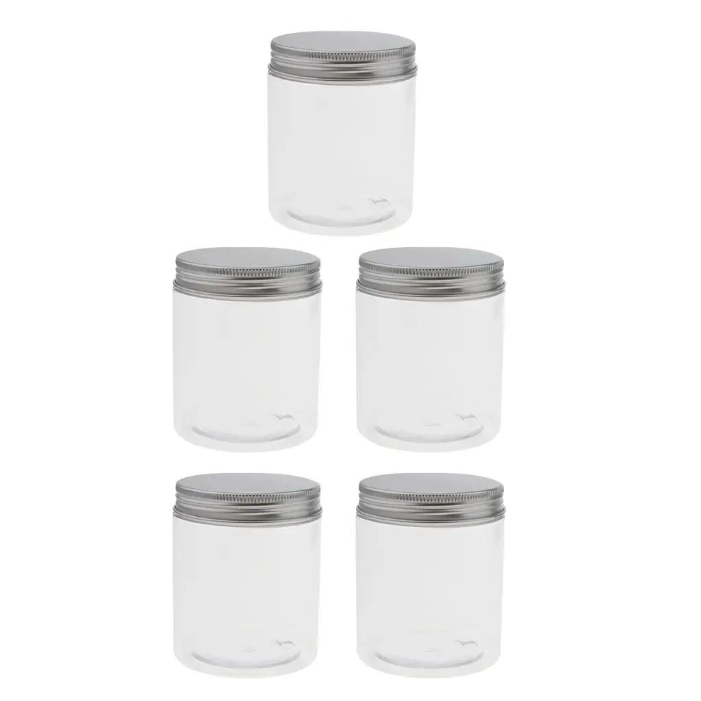 5Pcs 250ml Plastic Makeup Pot Jar Empty Cosmetic Container with Screw Lids