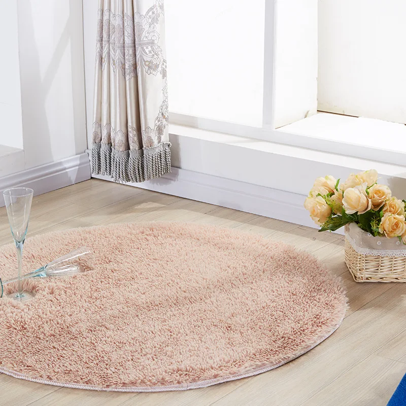 VIKAMA Silk Wool Carpet Round For Living Room And Bedroom Bedside Rug For The Bed Computer Cushion Easy To Clean Home Decoration