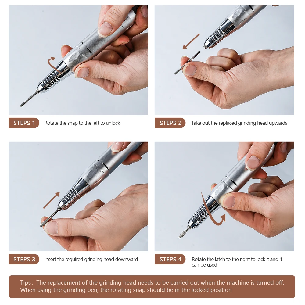 Taladro de uñas portátil eléctrico profesional de 45000RPM, lima lijadora de uñas recargable de poco ruido para herramienta de salón de manicura