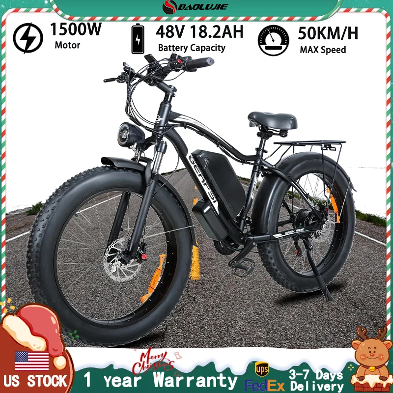 

BAOLUJIE 2601 1500W Motor Electric Bike for Adults 48V 18.2Ah Long Range Battery Ebike E-Bike 26" Tire UL2849【1 Year Warranty】