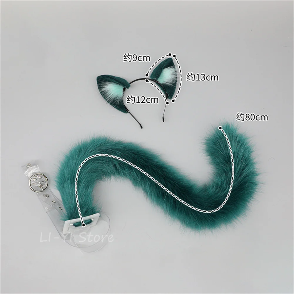 Little Luxies Sage Green Cat Ears and Tail Set Realistic Nekomimi Headband Little Luxies Sage Green Cat Ears and Tail Set Realistic  main image 4