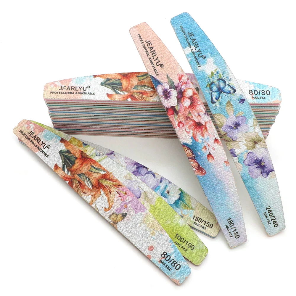 10Pcs Professional Nail Files Set 80/100/150/180/240 Grit Strong Sandpaper Nails File Manicure Supplies Nails Accessories Tools