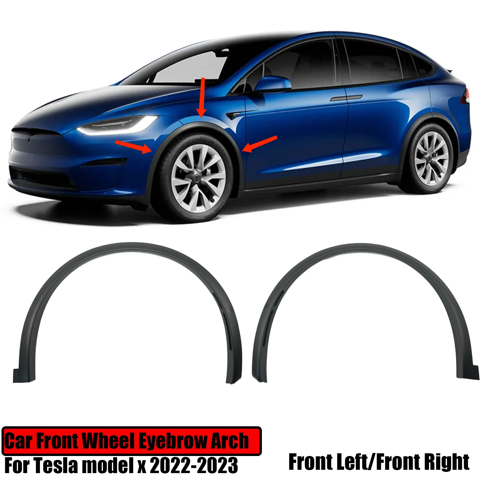 

Car Front Wheel Eyebrow Arch For Tesla Model X 2022 2023 2024 Flare Fender Molding Trim Left Right 1078207-00-F 1078209-00-F