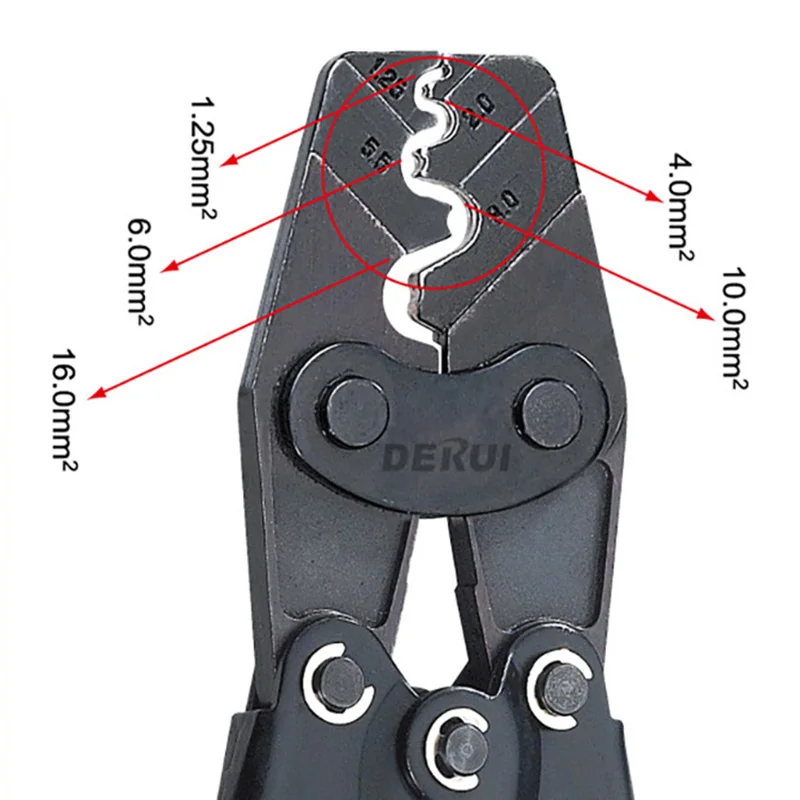 HS-16 Crimper Plier Ratchet Crimping Tool for Non-Insulated Terminals AWG 16-5 Polished Jaw Pressure Regulating Device Hand Tool