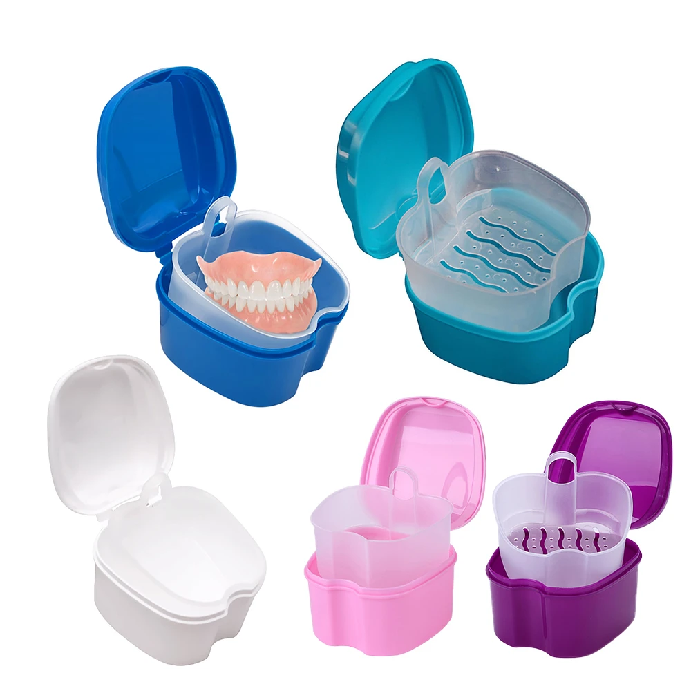 15pc Denture Box Organizer Dental False Teeth Storage Box with Hanging Net Container Cleaning Teeth Cases Artificial Tooth Boxes