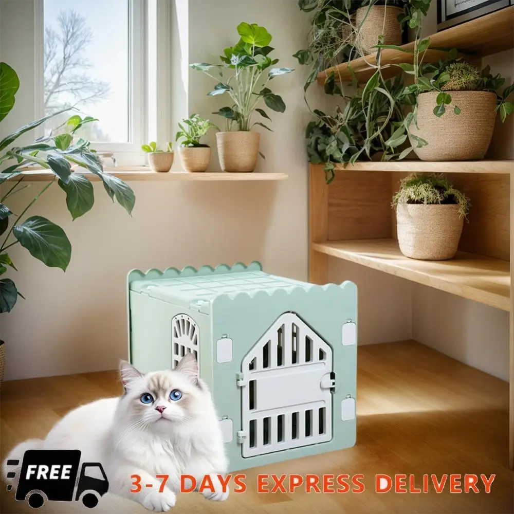 

Пластиковый кошачий домик, штабелируемый ферменный кошачий укрытие, водонепроницаемый укрытие для домашних животных с дверью для побега для улицы и помещения