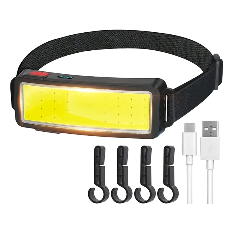 

LED Headlight Flashlight 2000 Lumen USB Rechargeable COB Floodlight Lightweight, Waterproof Headlight-Work Light