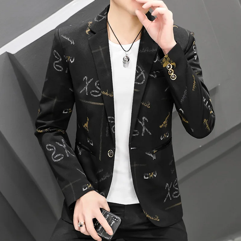 

High Quality Men's Youth Fashion Trend Advanced Simple Elegant Fashion Business Casual Interview Work Performance Slim Jacket