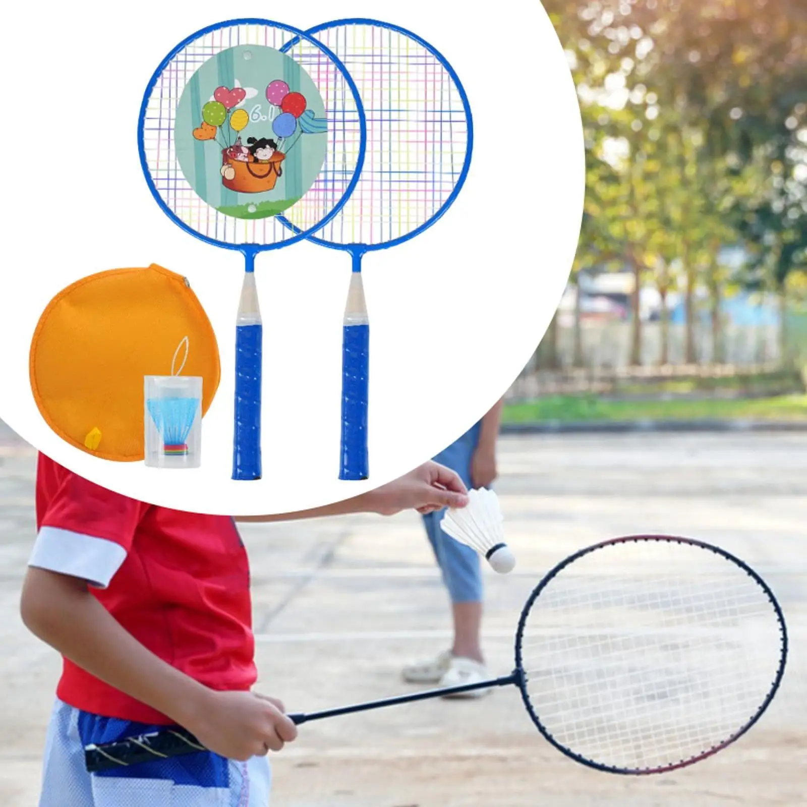 

Kids Badminton Rackets Set Lightweight Iron Alloy Game Racquet Indoor Outdoor Sports Toy for Children Training Practice
