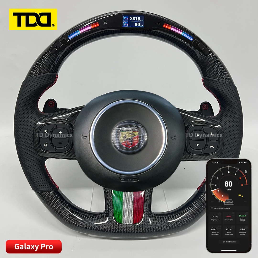 

TDD Carbon Fiber customized smart Galaxy pro LED Steering Wheel for Abarth