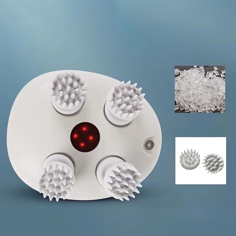 4つの交換用ヘッド付き頭皮マッサージャー、ストレス解消、筋肉マッサージ用のポータブルヘッドスクラッチャー。