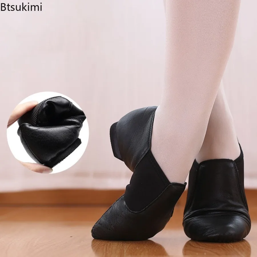 2025 New Jazz Shoes Women's Jazz Dance Shoes for Men Adult Kids Girls Ballet Yoga Dancing Shoes Genuine Leather Split Tan Flat