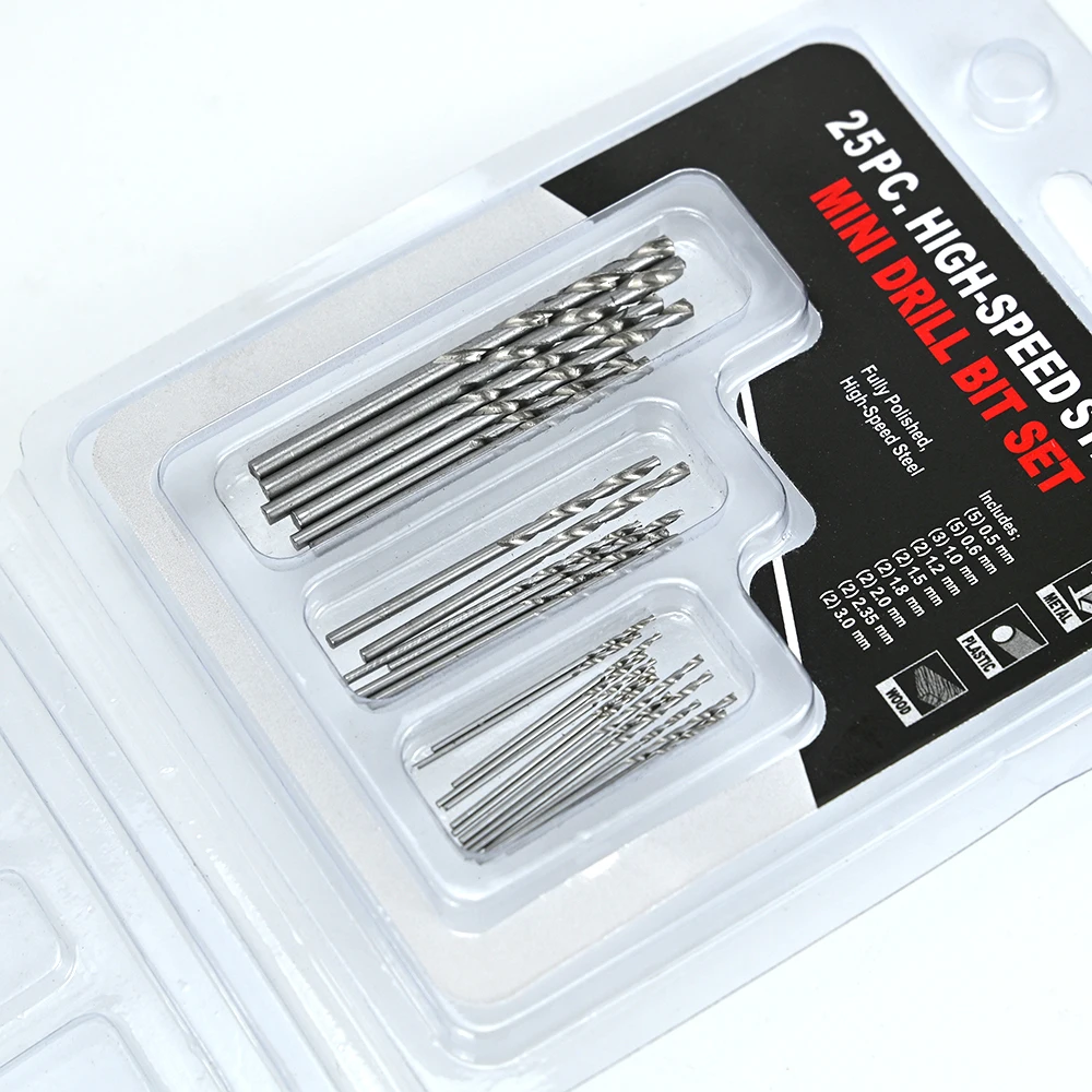 25Pcs Multipurpose High Speed Steel Small mini Twist Drill Bit Set for Craft Enthusiasts and Electronic Repairs Engraving