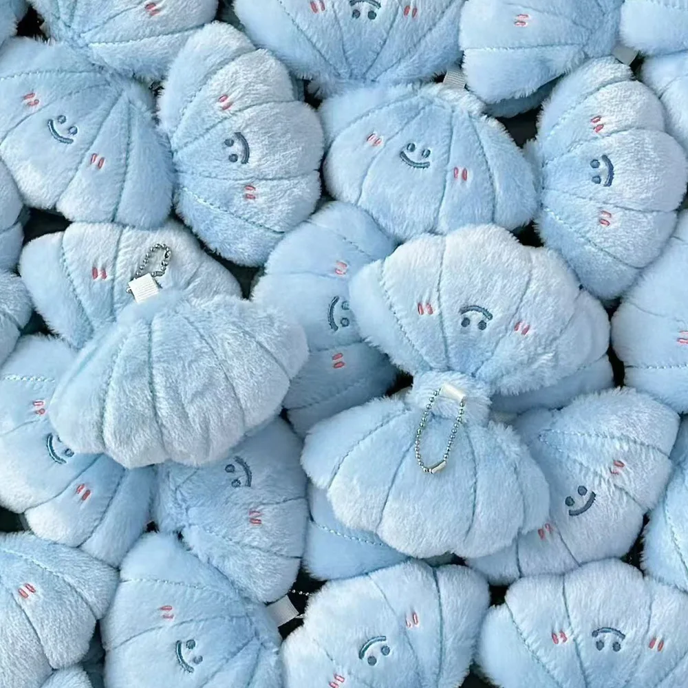 Plüsch-Make-up-Spiegel, niedlicher blauer Muschelform, für Schüler, Schultasche, Anhänger, Spiegel, Cartoon-Schlüsselanhänger, Spiegel
