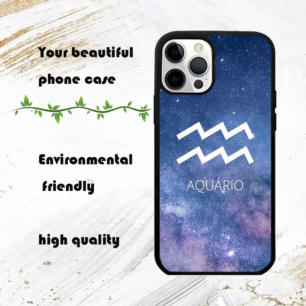 Constellation AQUARIUS Phone Case For iPhone 16 15 14 13 12 11 Pro Max Plus Mini PC Fashion mirror phone case