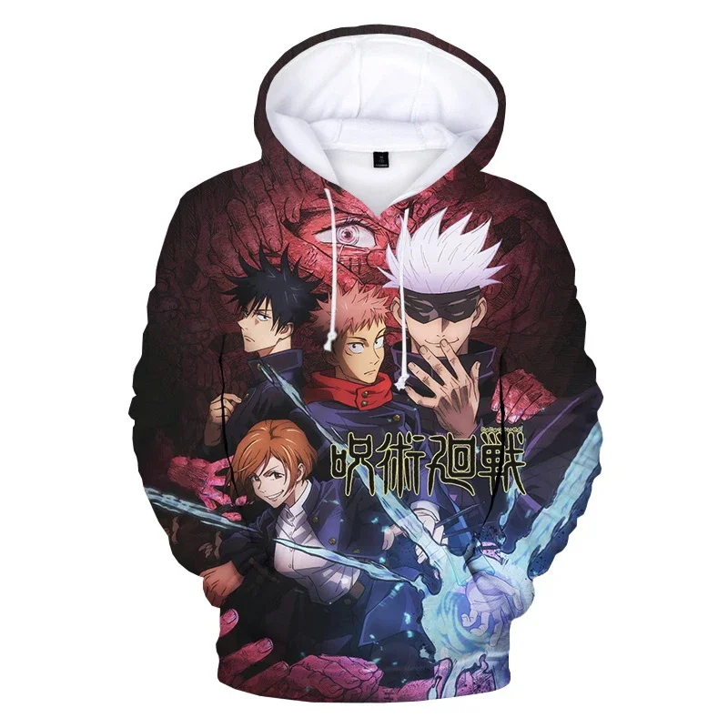 Sudadera con capucha de Anime J para hombre, abrigo de talla grande, Kaisen Ujutsu, sudadera con estampado 3D, ropa de calle de moda para niños,