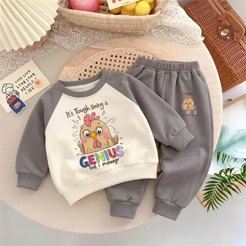 2026 Herbst Neue Kinder-Freizeit-Sweatshirt-Sets Krokodil-Print Jungen-Hoodies und Lange Hosen Zweiteiliger Anzug Modischer Trainingsanzug – Detail 4